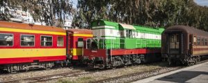 tag albanien panorama 300x120 - Vintage Trains At Central Railway Station Platform Of Tirana City Albania